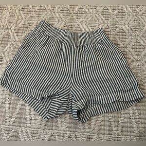 Old Navy Blue and White Striped High Waist Linen Shorts
